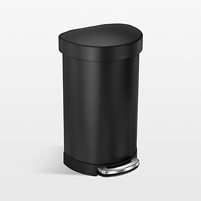 simplehuman ® Matte Black Stainless Steel 45-Liter Semi-Round Step Trash Can