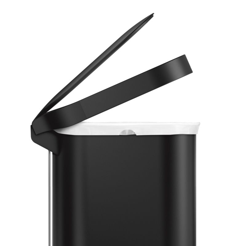 simplehuman ® Matte Black Stainless Steel 45-Liter Slim Step Trash Can - image 7 of 8