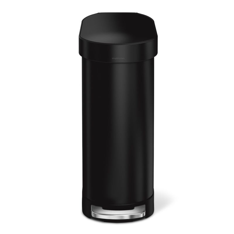 simplehuman ® Matte Black Stainless Steel 45-Liter Slim Step Trash Can - image 4 of 8