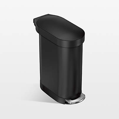 simplehuman ® Matte Black Stainless Steel 45-Liter Slim Step Trash Can