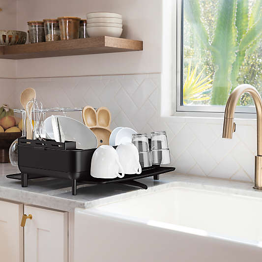 Simplehuman Kitchen Dish Drying Rack, Matte Black Steel