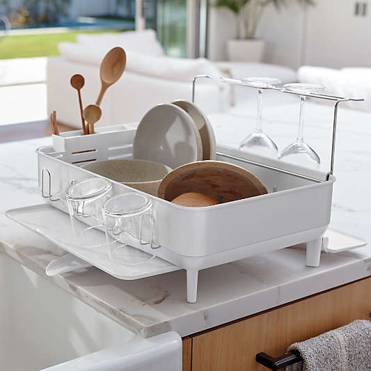 Simplehuman Kitchen Dish Drying Rack, White Steel