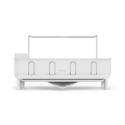 simplehuman Kitchen Dish Drying Rack, Stainless Steel Frame, White