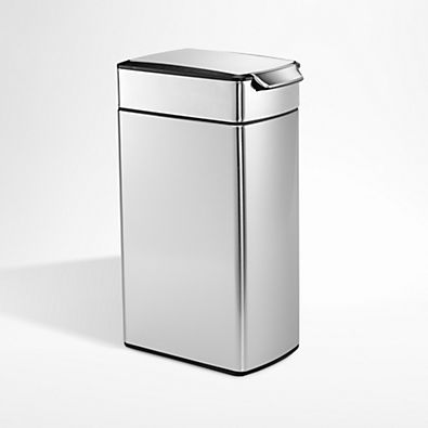 View Simplehuman 40 Liter Slim Touch Bar Trash Can, Brushed Stainless Steel details
