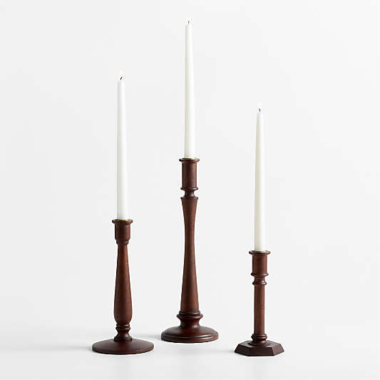 Simson Dark Wood Taper Candle Holders 8"-15"