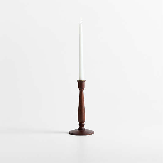 Simson Medium Dark Wood Taper Holder 10"