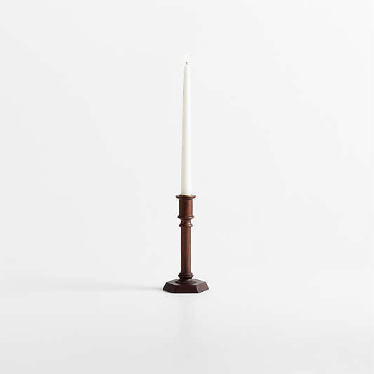 Simson Small Dark Wood Taper Holder 8"