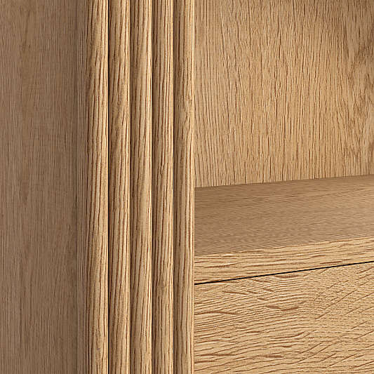 Siena 34" Natural Wood 4-Shelf Storage Bookcase with Drawer