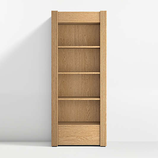 Siena 34" Natural Wood 4-Shelf Storage Bookcase with Drawer