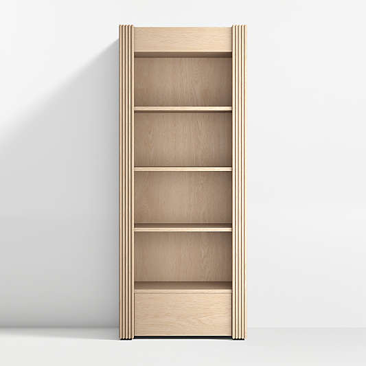 Siena 34" Whitewash Wood 4-Shelf Storage Bookcase with Drawer