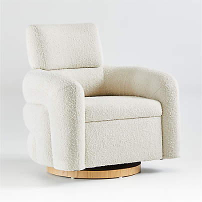 Snoozer Cream Boucle Nursery Swivel Glider Chair by Leanne Ford