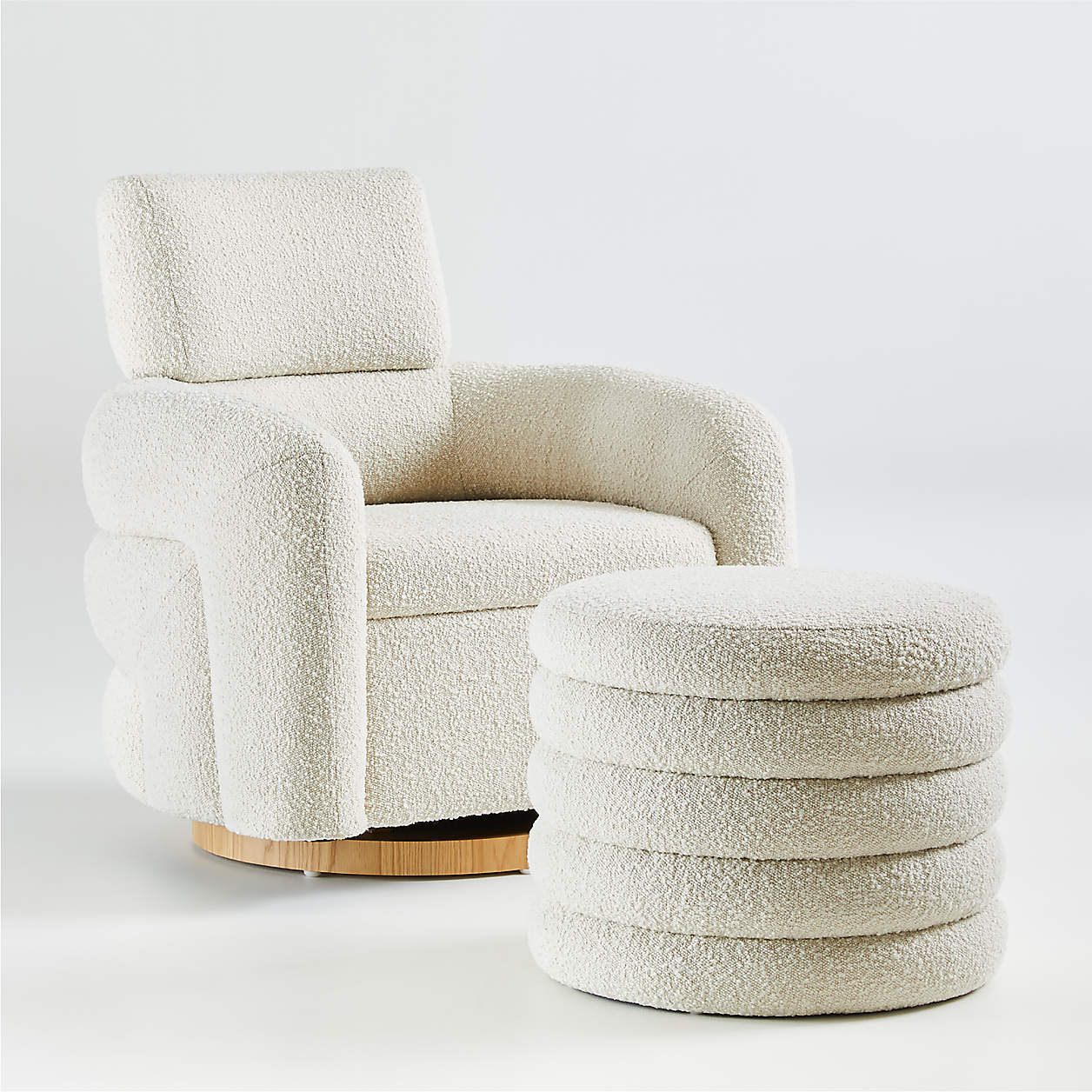 Snoozer Cream Boucle Nursery Swivel Glider and Storage Ottoman by ...