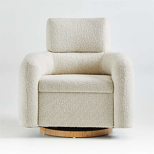 Snoozer Cream Boucle Nursery Swivel Glider Chair by Leanne Ford