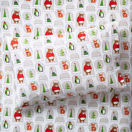 Organic Snow Globe Flannel Pillowcase