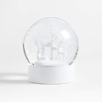 Large White Holiday Snow Globe Decorative Object