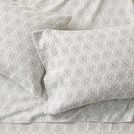 Organic Cotton Flannel King Snowflake Sheet Set