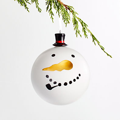 View Snowman Ball Christmas Tree Ornament with Ceramic Top Hat details