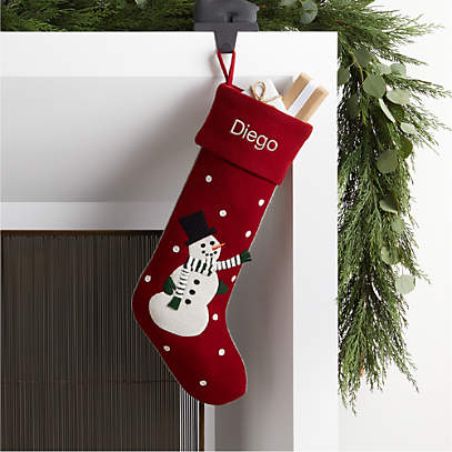 Snowman Personalized Christmas Stocking + Reviews | Crate & Barrel