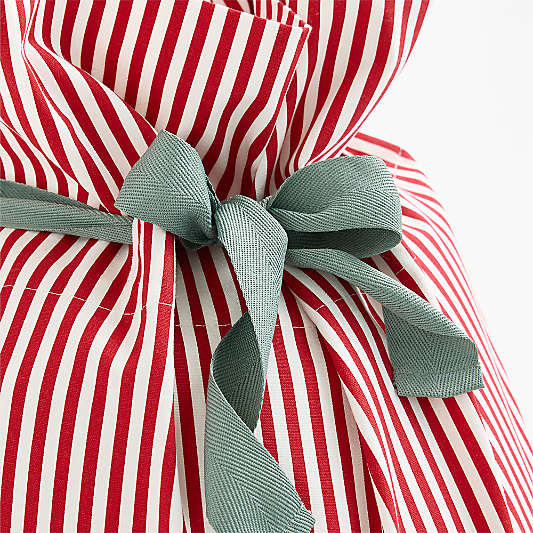 Santa Small Red Striped Cotton Kids Gift Bag
