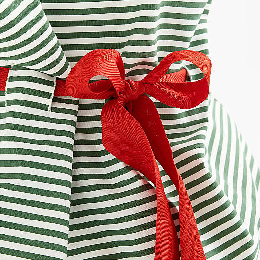 Santa Large Green Striped Cotton Kids Gift Bag