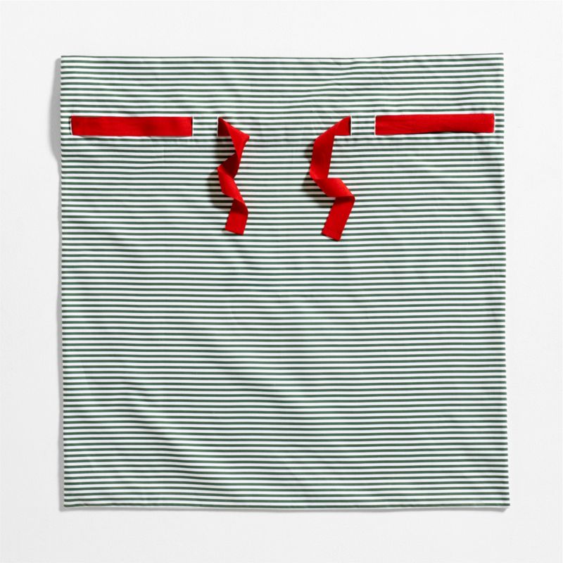Santa Large Green Striped Cotton Kids Gift Bag - image 3 of 5