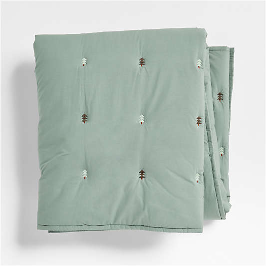 Puffy Tree Icon Green Kids Throw Blanket