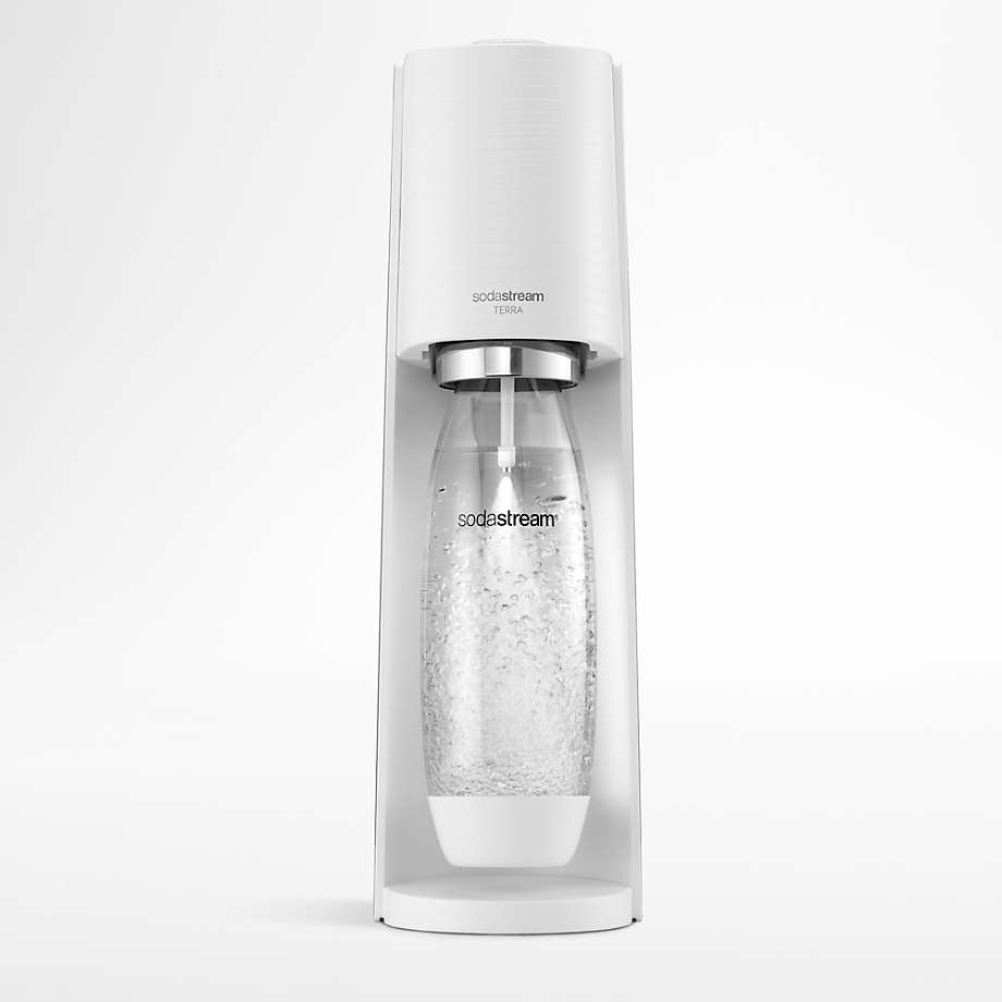 SodaStream E-TERRA Sparkling Water Maker Bundle (White), with CO2,  Carbonating Bottles, and bubly Drops Flavors