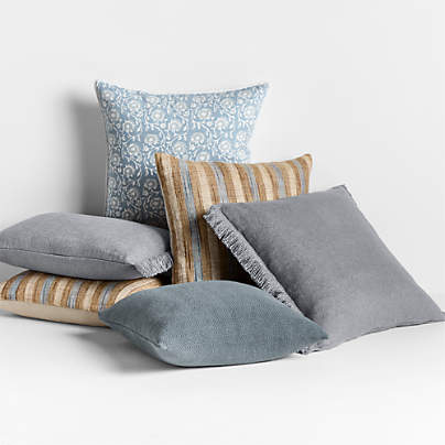 Soft Blue Throw Pillow Arrangement