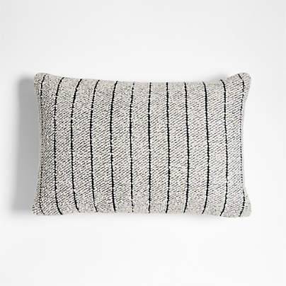 Soft Boucle Striped 24"x16" Arctic Ivory Indoor/Outdoor Throw Pillow