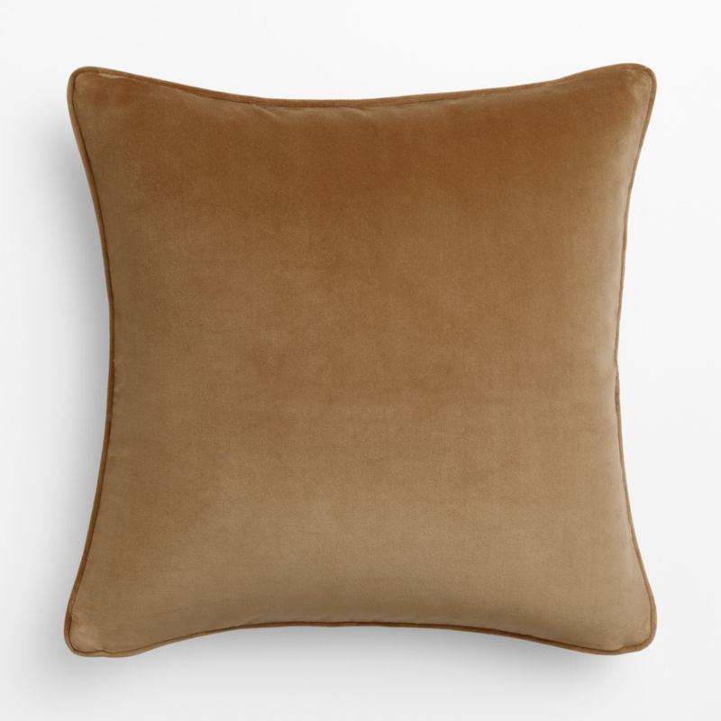 Soft Focus Organic Cotton Velvet 20"x20" Chestnut Brown Throw Pillow with Down-Alternative Insert by Laura Harrier and Tiffany Howell - image 2 of 5