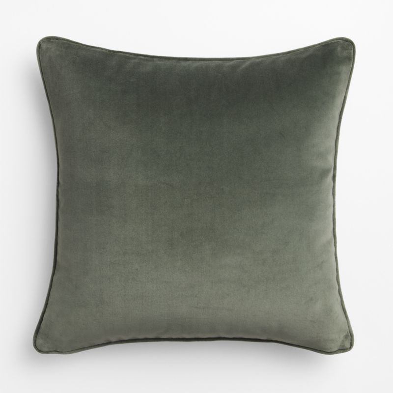 Soft Focus Organic Cotton Velvet 20"x20" Clover Green Throw Pillow with Down-Alternative Insert by Laura Harrier and Tiffany Howell - image 2 of 5