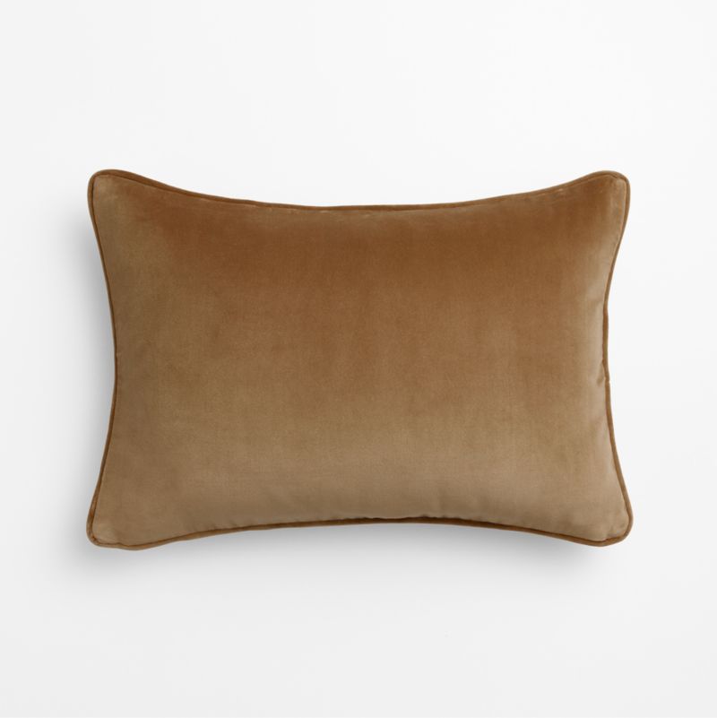 Soft Focus Organic Cotton Velvet 22"x15" Chestnut Brown Throw Pillow with Down-Alternative Insert by Laura Harrier and Tiffany Howell - image 2 of 6