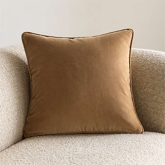 Soft Focus Organic Cotton Velvet 20"x20" Chestnut Brown Throw Pillow Cover by Laura Harrier and Tiffany Howell