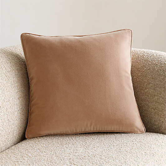 Soft Focus Organic Cotton Velvet 20"x20" Warm Rose Throw Pillow Cover by Laura Harrier and Tiffany Howell