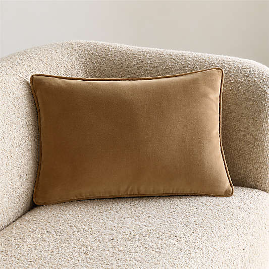 Soft Focus Organic Cotton Velvet 22"x15" Chestnut Brown Throw Pillow Cover by Laura Harrier and Tiffany Howell