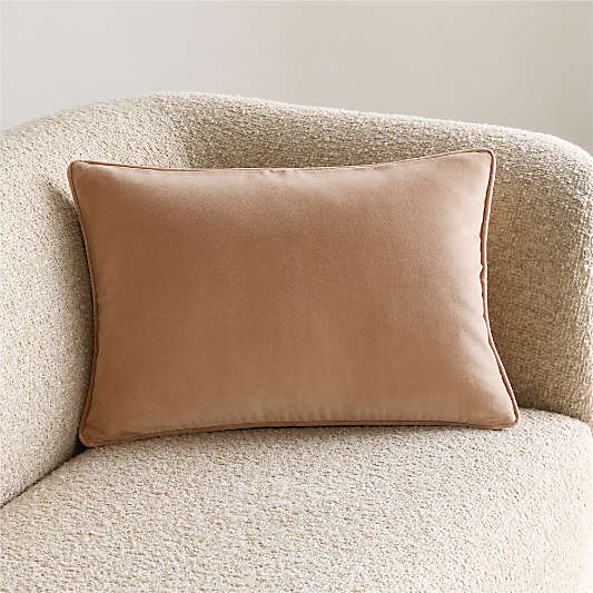 Soft Focus Organic Cotton Velvet 22"x15" Warm Rose Throw Pillow Cover by Laura Harrier and Tiffany Howell