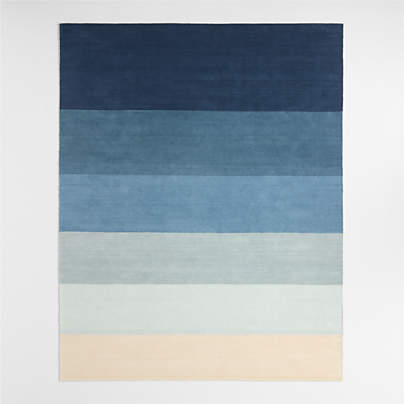 Soft Gradient Blue Chenille Kids Area Rug 5'x8'