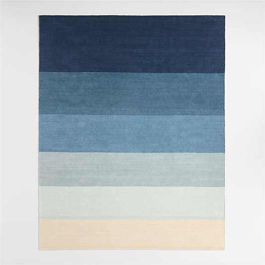 Soft Gradient Blue Chenille Kids Area Rug 6x9