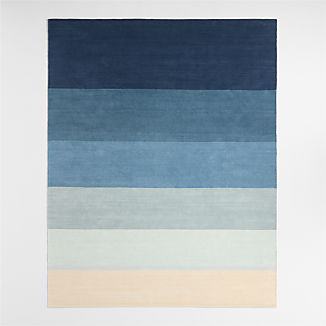 Soft Gradient Blue Chenille Kids Area Rug 6'x9'