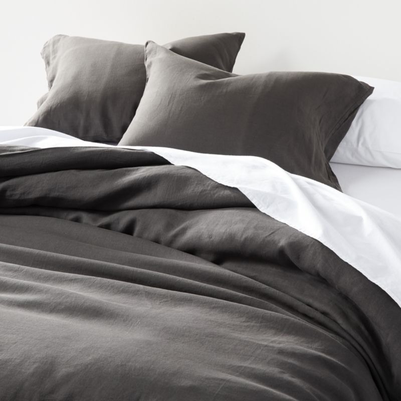 Soft Linen Grey Duvet Covers And Pillow, Grey Linen Duvet Cover Queen Size