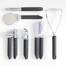 Crate & Barrel Black Soft-Touch Tools, Set of 6 | Crate & Barrel