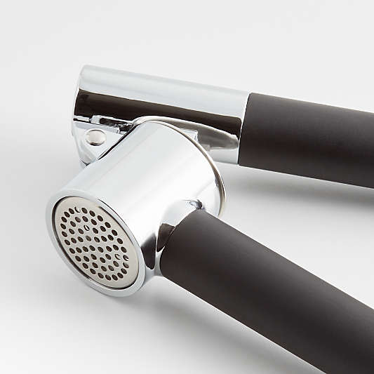 Crate & Barrel Black Soft-Touch Garlic Press