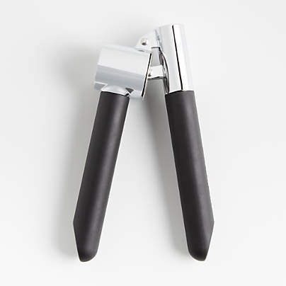 Crate & Barrel Black Soft-Touch Garlic Press