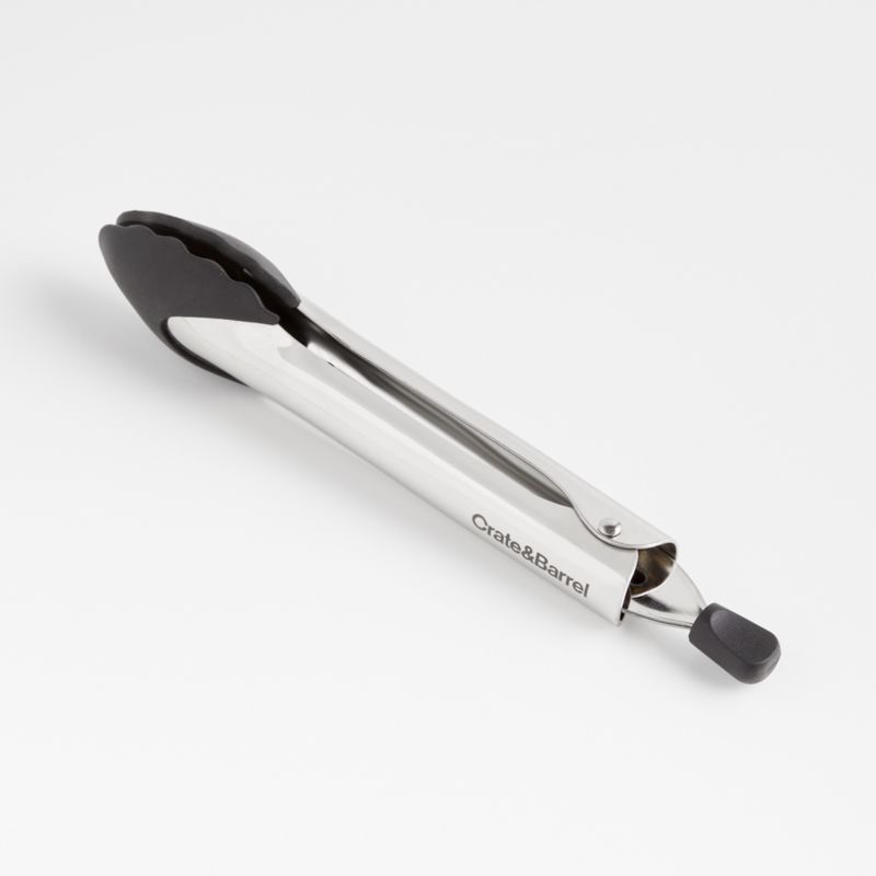 Crate & Barrel Black Soft-Touch Tongs 9" - image 3 of 6