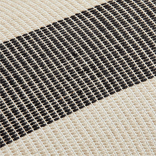Ink Black 24x16 Soft Textured Stripe Indoor/Outdoor Throw Pillow