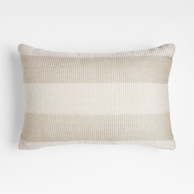 Calm Beige 24"x16" Soft Textured Stripe Indoor/Outdoor Throw Pillow - image 0 of 9