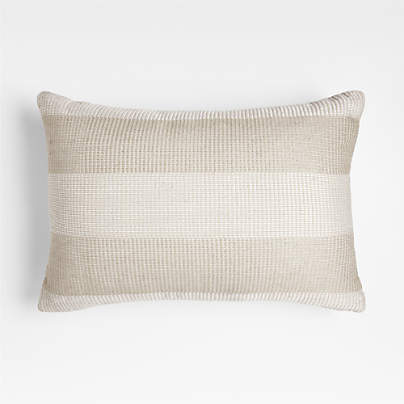 Calm Beige 24"x16" Soft Textured Stripe Indoor/Outdoor Throw Pillow