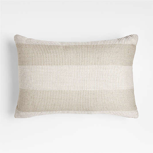 Calm Beige 24"x16" Soft Textured Stripe Indoor/Outdoor Throw Pillow