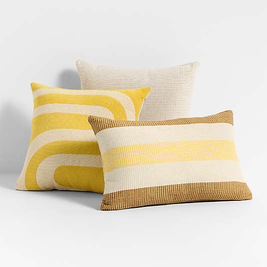 Soft Yellow Outdoor Throw Pillow Arrangement