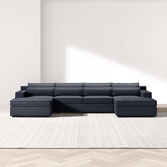Soho 3-Piece U-Shaped Sectional Sofa with Double Chaise Lounge